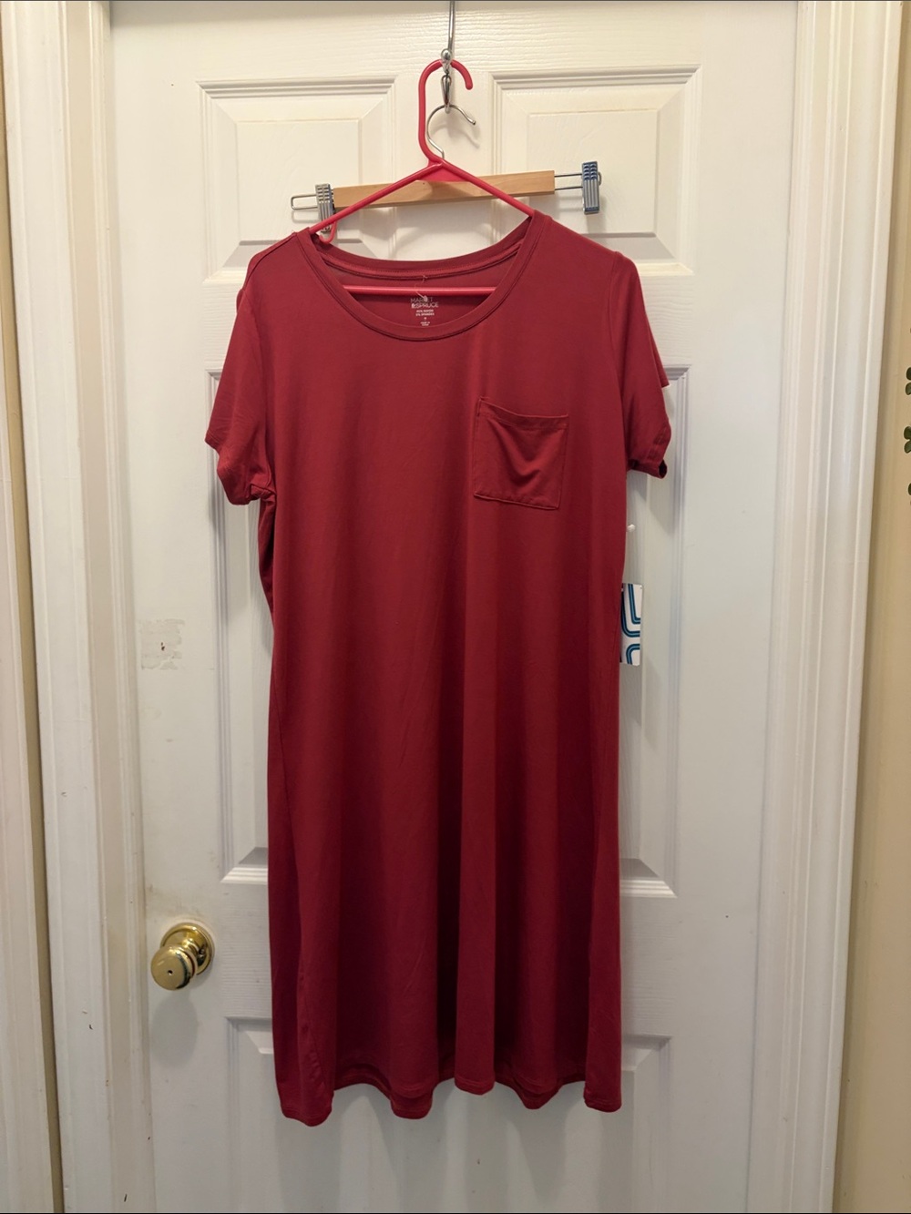 Market & Spruce Chest Pocket Tee Dress in Burgundy